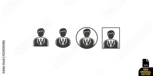 Professional Businessman Icon Set, Corporate Avatar, Suit and Tie Design