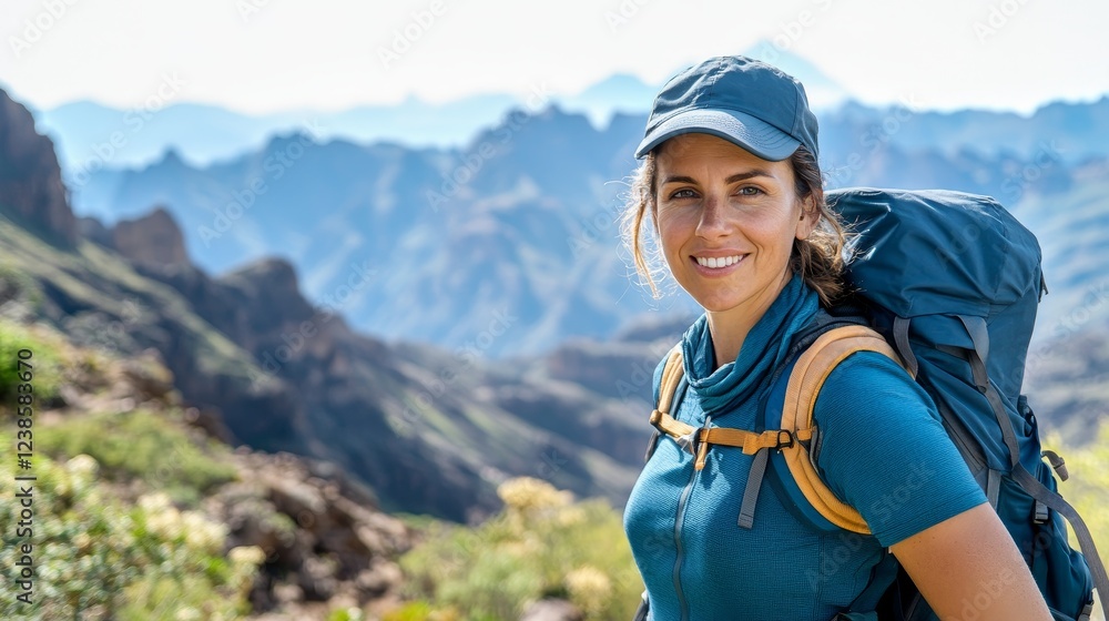 Independent Woman Enjoying Nature on a Hiking Adventure Outdoors Independent Woman Enjoying Nature on a Hiking Adventure Outdoors