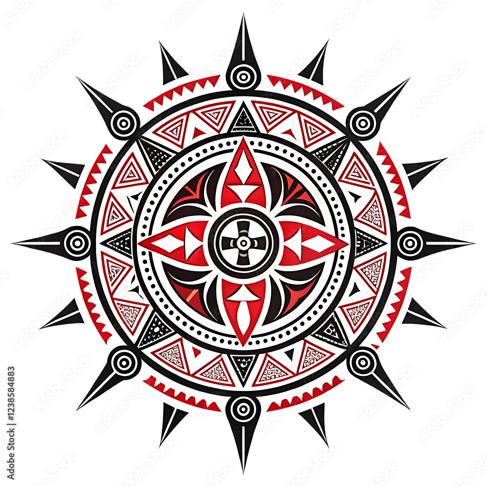 Obraz premium Tribal Polynesian Mandala with Thai Pattern Elements