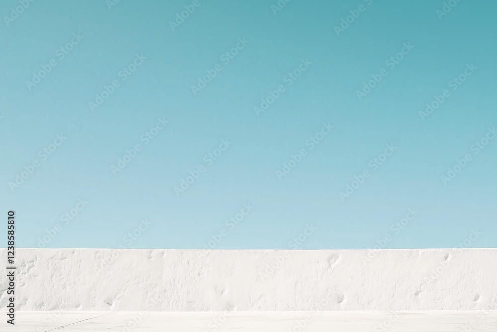 Minimalistic white wall against clear blue sky with textured surface Minimalistic white wall against clear blue sky with textured surface