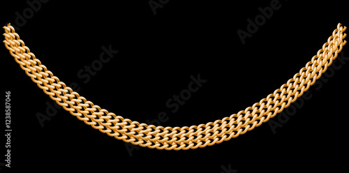 Multilayer Trendy Gold Chains Necklace On Black Background, Unique Fine Jewelry Vector Illustration.	