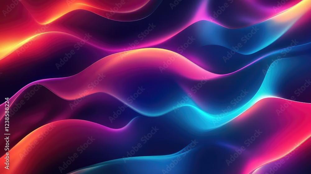 Fototapeta premium Stunning Abstract Waves of Color with Smooth Transitions and Vibrant Shades of Blue, Pink, and Orange Creating an Ethereal and Dreamy Atmosphere for Backgrounds and Designs