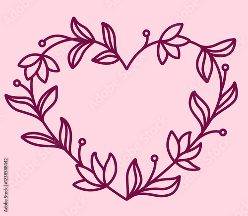 Herz mit Blumenranken, Liebe,. Valentinstag (Vektor)
