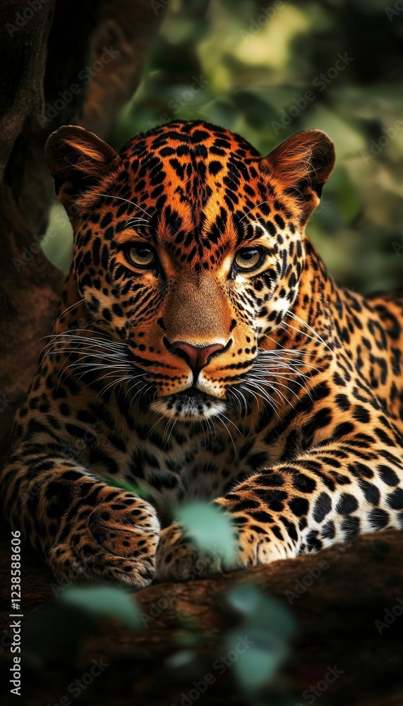 Fototapeta premium Majestic leopard in the wild a stunning display of beauty and strength for nature enthusiasts