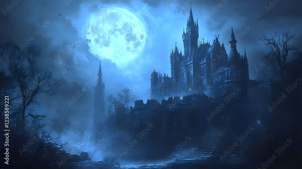Enigmatic Castle Under a Midnight Moon Enigmatic Castle Under a Midnight Moon