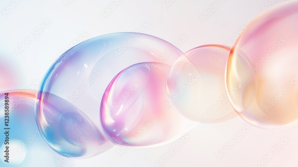 Colorful Soap Bubbles Floating on a Soft Pastel Background Colorful Soap Bubbles Floating on a Soft Pastel Background