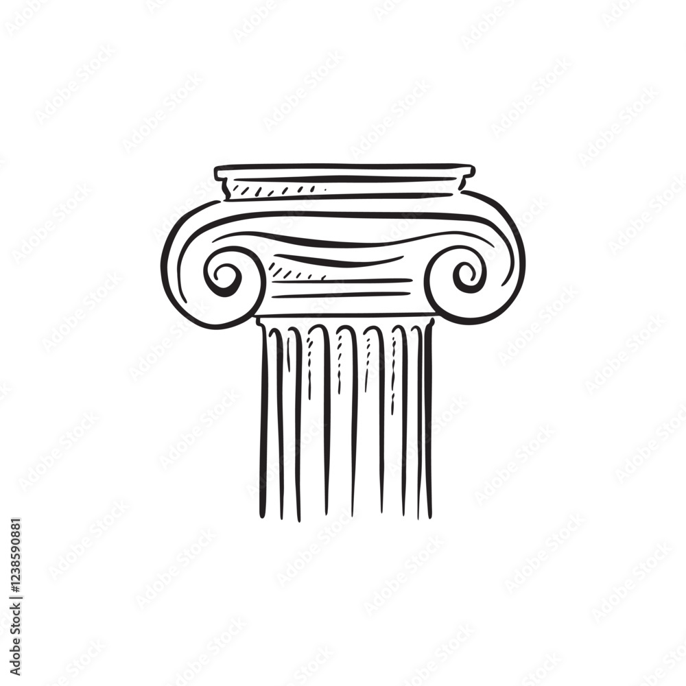 An ionic pillar in a sketchy style. Inspiration taken from Greek and Roman empires. An ionic pillar in a sketchy style. Inspiration taken from Greek and Roman empires.