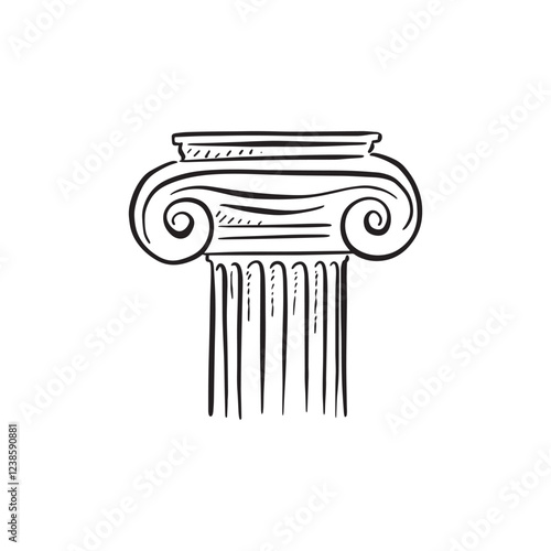 An ionic pillar in a sketchy style. Inspiration taken from Greek and Roman empires.