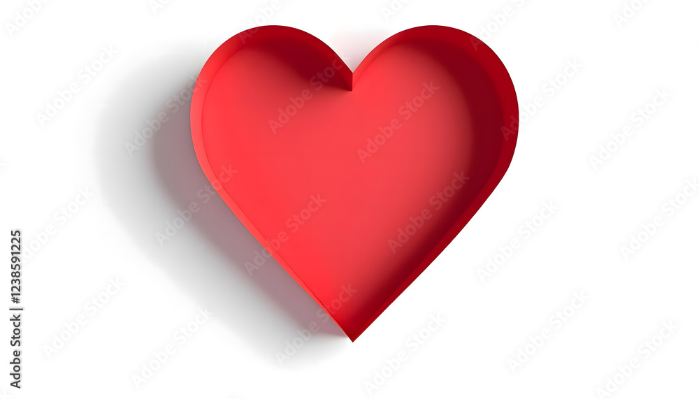 Red paper hearts of varying sizes scattered across a plain white background Red paper hearts of varying sizes scattered across a plain white background