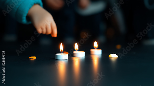 A whimsical image of children lighting candles during Lag B'Omer in Israel photo