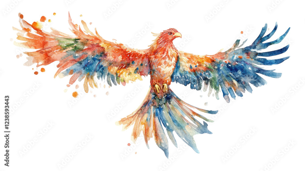Obraz premium Majestic phoenix bird rising with colorful wings on transparent background
