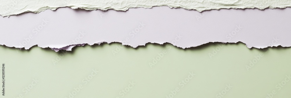 Fototapeta premium Textured torn paper layers with green and white backgrounds for creative design projects