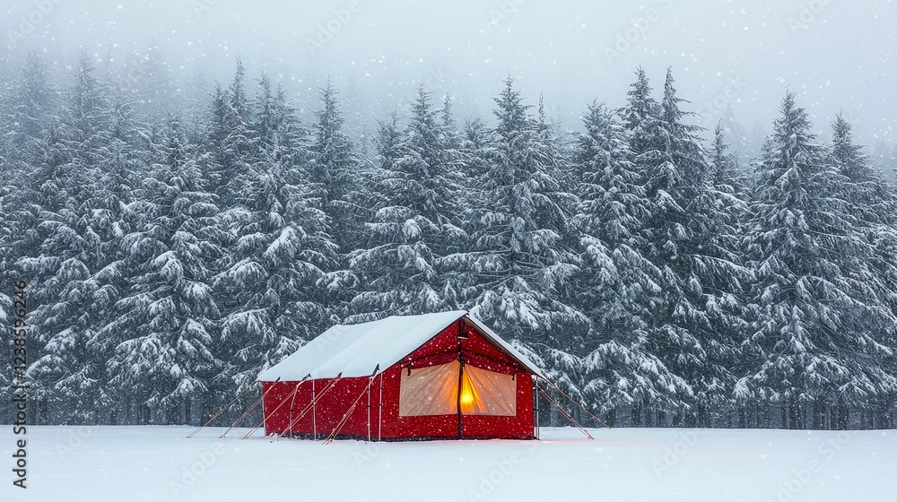 Red Cabin in Snowy Forest: A Winter Wonderland Escape Red Cabin in Snowy Forest: A Winter Wonderland Escape