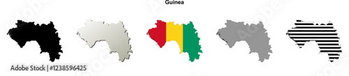 Guinea outline map set
