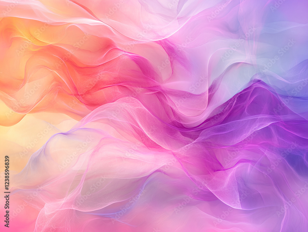 Fototapeta premium Abstract digital artwork with vibrant pink and purple waves intricate patterns and flowing silk-like textures creating a dreamy ethereal atmosphere 