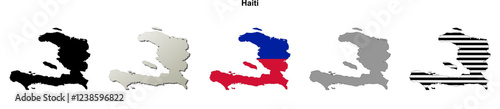 Haiti outline map set
