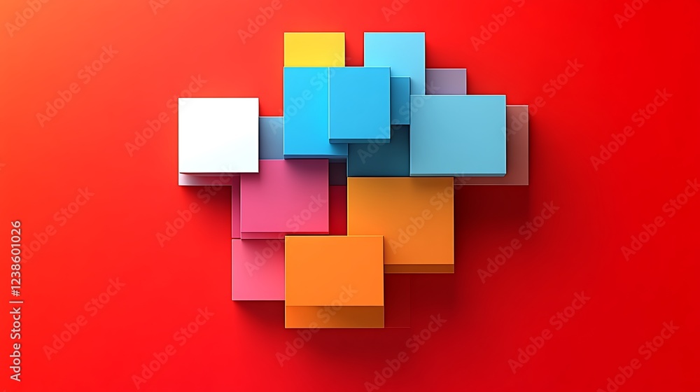 Colorful Cubes Arranged In An Abstract Design Colorful Cubes Arranged In An Abstract Design