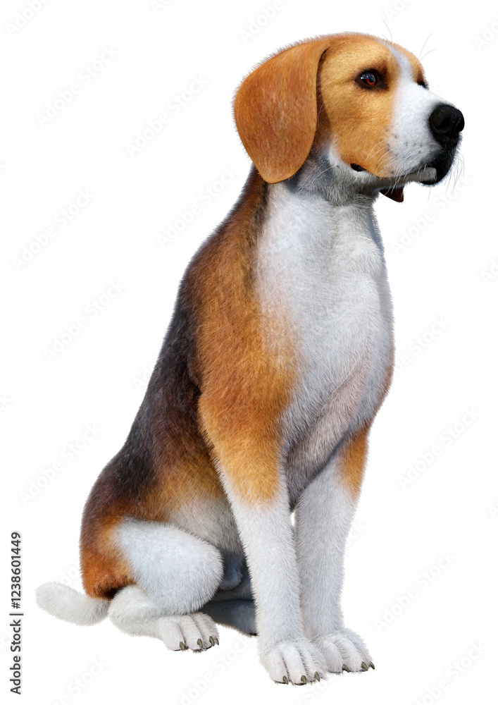 3D Rendering Beagle Dog on White 3D Rendering Beagle Dog on White