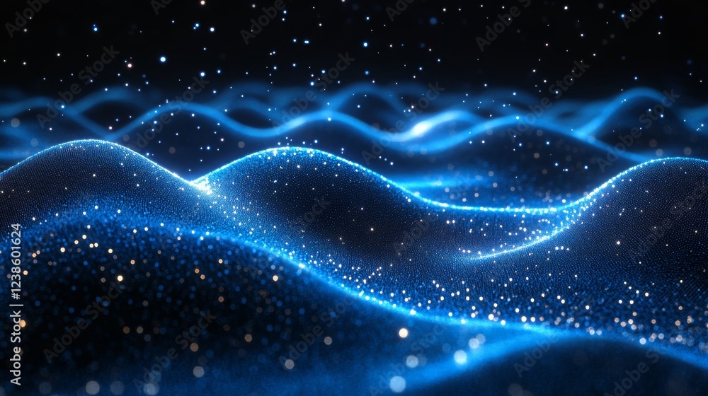 Fototapeta premium Blue background with abstract computer technology. Futuristic business data technology concept. Modern circuit board shape lines connecting links structure on a dark blue contrast. 