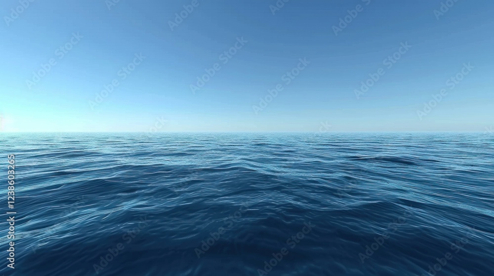 Fototapeta premium A calm ocean under a clear blue sky. stock photo 