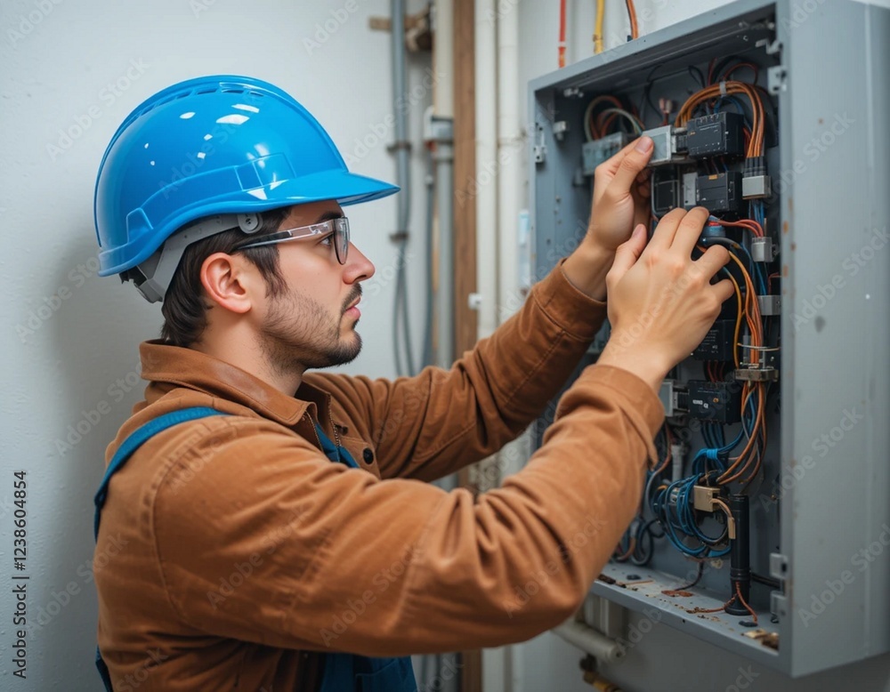 electrician working in a power station
