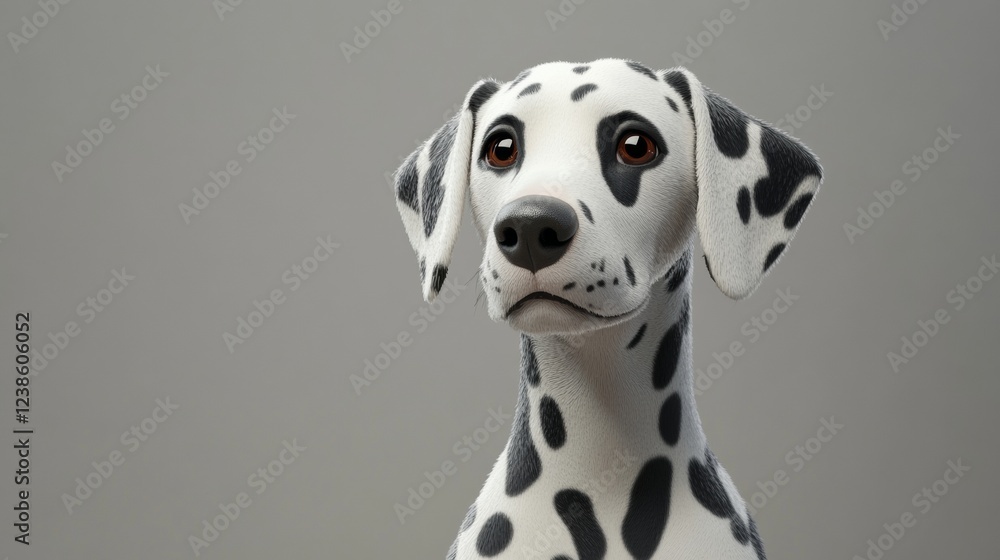 3D Dalmatian Dog with Perked Ears in Realistic Pose 3D Dalmatian Dog with Perked Ears in Realistic Pose