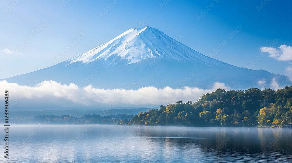 Majestic Mount Fuji Rising Above Lake Kawaguchiko, Japan Majestic Mount Fuji Rising Above Lake Kawaguchiko, Japan