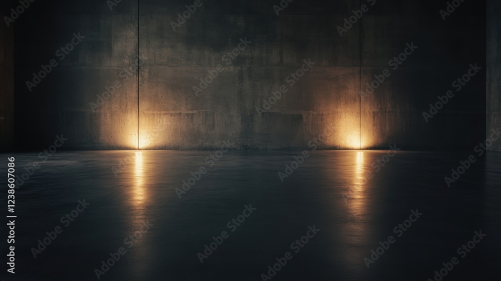 Fototapeta premium Dark and Moody Industrial Space with Subtle Lighting Effects