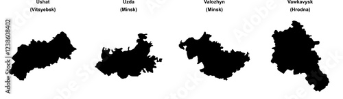 Ushat, Uzda, Valozhyn, Vawkavysk outline maps