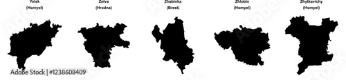 Yelsk, Zelva, Zhabinka, Zhlobin, Zhytkavichy outline maps