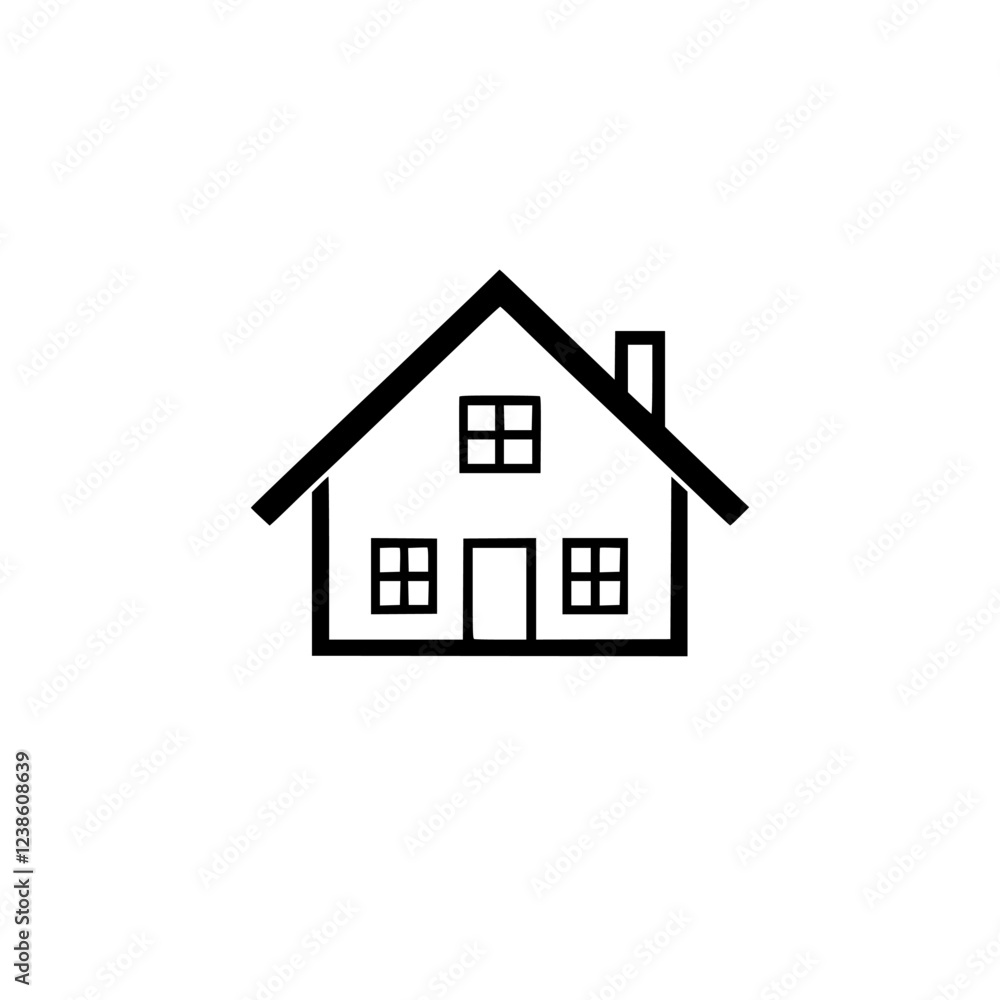 Simple House Icon: Minimalist Black and White House Illustration - Perfect for Real Estate, Home, and Architecture Designs Simple House Icon: Minimalist Black and White House Illustration - Perfect for Real Estate, Home, and Architecture Designs