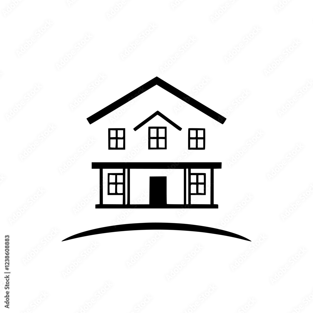 Modern House Design: A Classic Home Icon. Elegant, minimalist architecture, perfect for real estate and home design projects. Simple, black and white illustration. Modern House Design: A Classic Home Icon. Elegant, minimalist architecture, perfect for real estate and home design projects. Simple, black and white illustration.