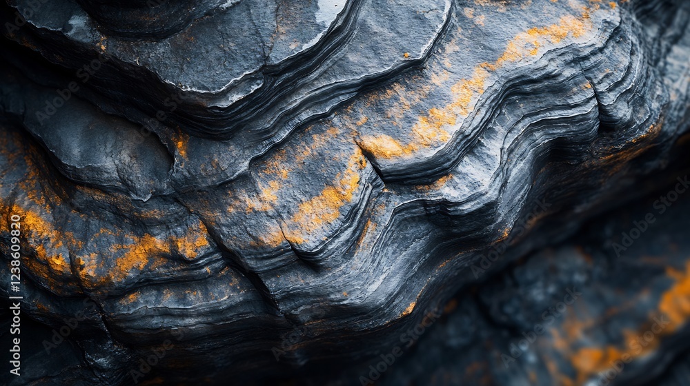 Dark gray stone texture subtly glows orange light. AI Generated Dark gray stone texture subtly glows orange light. AI Generated