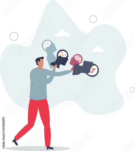 Personality differences and individual thinking styles .Mental mindset variation in social community with different emotions.flat characters.