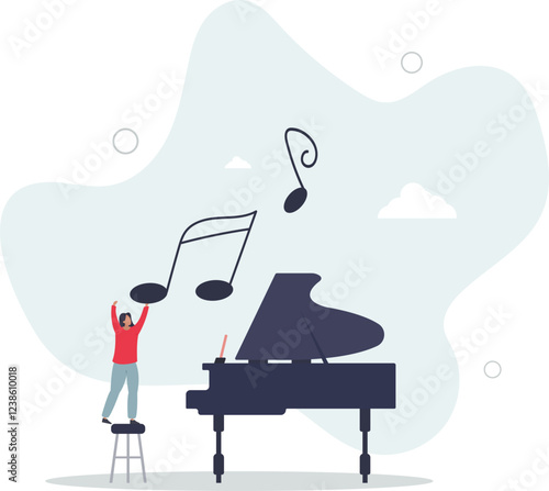 Innate talent hobby as born with ability to play music .Professional skills to perform piano.flat characters.