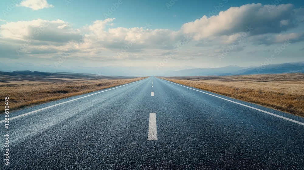 Naklejka premium 3D Open Road Leading to the Horizon Symbolizing Endless Journey