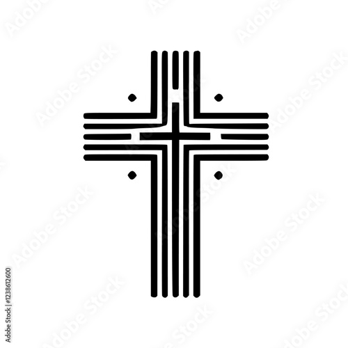 Striped Cross: A Minimalist Christian Symbol, Religious Faith, Hope, and Spirituality Abstract Art