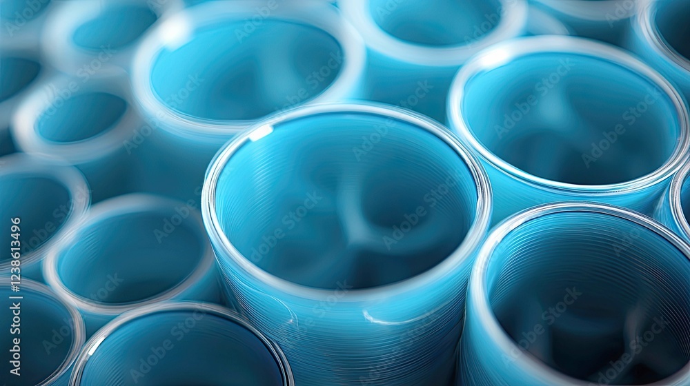 Abstract Blue Tubes: Industrial Design, Geometric Patterns, Cylindrical Forms, Macro Photography Abstract Blue Tubes: Industrial Design, Geometric Patterns, Cylindrical Forms, Macro Photography