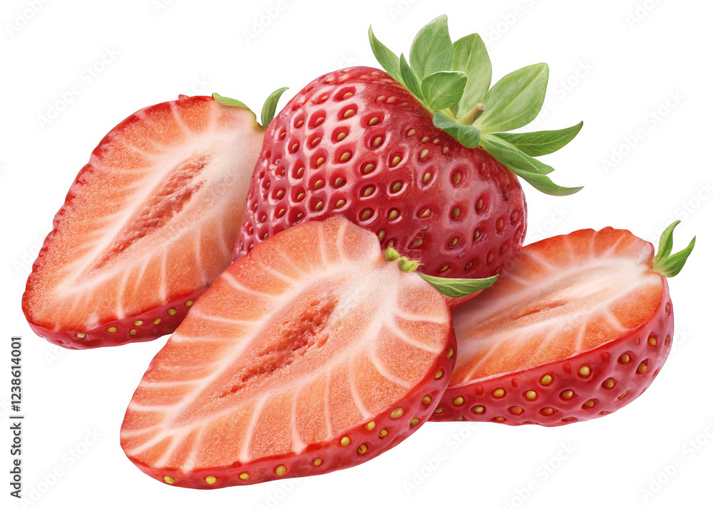 Slices of strawberry on a transparent background. Slices of strawberry on a transparent background.