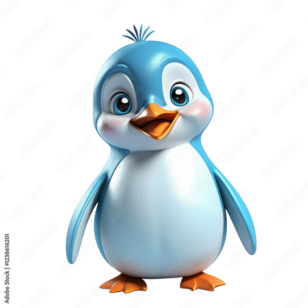 Fototapeta premium Little blue penguin 3d character 