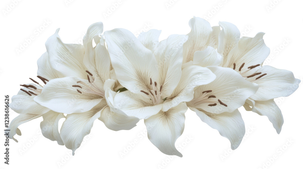 Fototapeta premium Delicate white alstroemeria flowers creating a serene atmosphere on transparent background