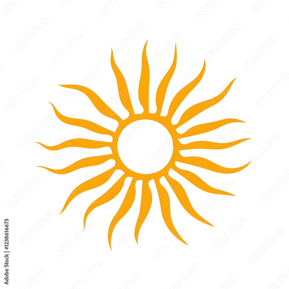 sun icon with bold yellow and orange rays on a clear background. sun icon with bold yellow and orange rays on a clear background.