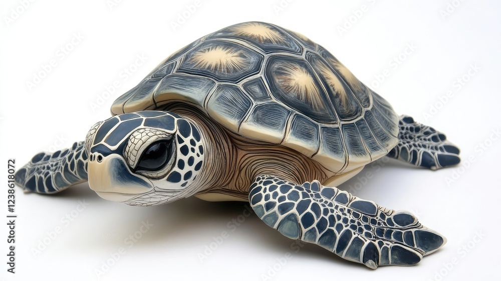 Obraz premium Realistic Handcrafted Turtle Figurine Showcasing Intricate Details and Natural Colors, Ideal for Nature Lovers and Art Enthusiasts