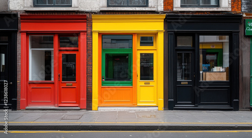 Wallpaper Mural A row of vacant storefronts in bright colors stands on an urban street, highlighting opportunities for new businesses to emerge Torontodigital.ca