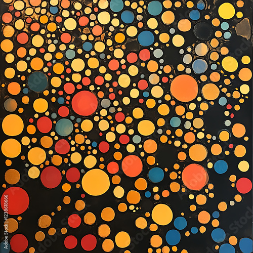 Abstract Pattern of Vibrant Circles on a Black Background