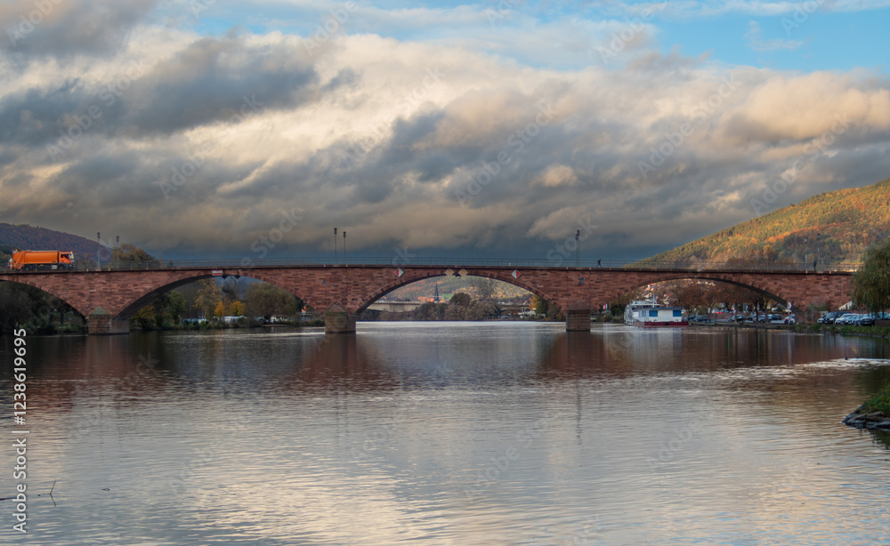 Fototapeta premium Old arched bridge in Europe