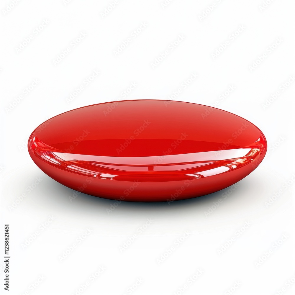 Glossy red button with a smooth surface isolated on white background Glossy red button with a smooth surface isolated on white background