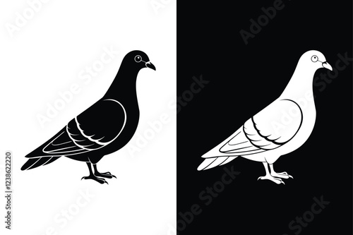 High-Quality Pigeon Bird Silhouette Vector for Designers