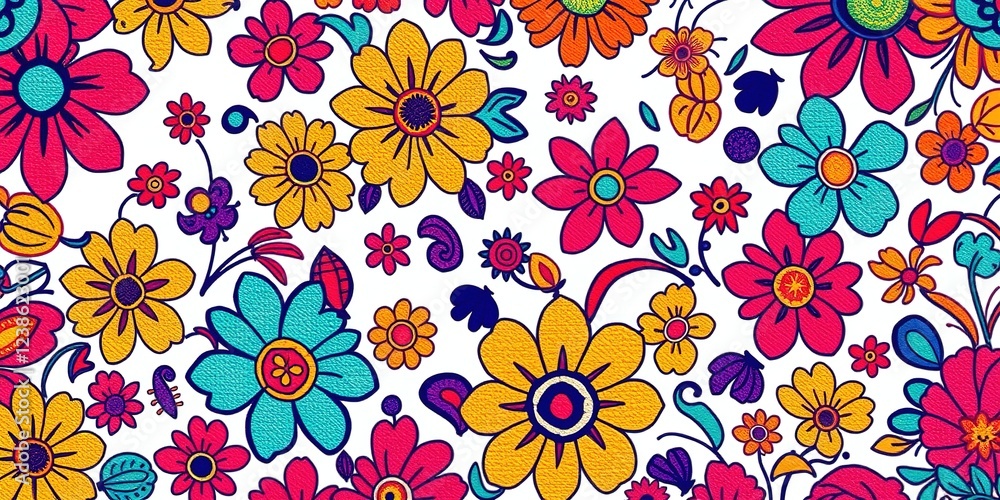 Eclectic Rug with Intricate Floral Doodle Art Patterns Eclectic Rug with Intricate Floral Doodle Art Patterns