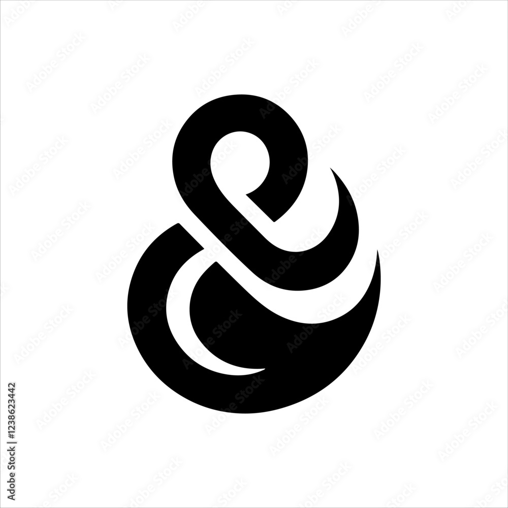 Fototapeta premium Modern ampersand logo silhouette icon vector flat illustration design on white background.